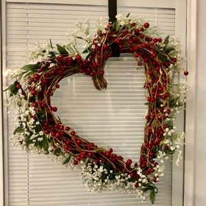 Beautiful red berry heart wreath.